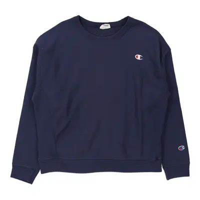 Reverse Weave Champion Sweatshirt - Large Navy Cotton Blend