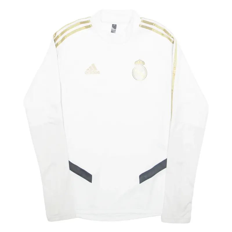 ADIDAS Real Madrid Mens Football Shirt Jersey White Long Sleeve Crew Neck S