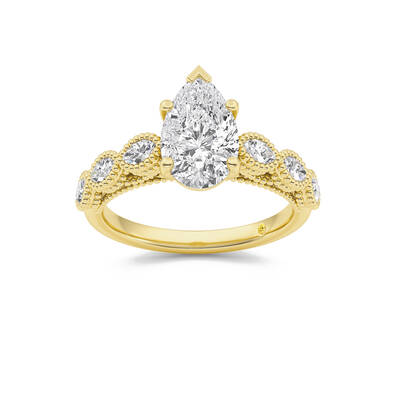 Lhasa Pear Shape Lab Grown Diamond Engagement Ring | Yellow Gold 1 3/4 - 4 3/4 CT. TW.