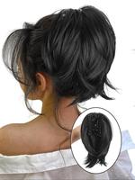10 Inch Messy Bun Hair Piece, Straight Fake Chignon, Synthetic Soft Hairpieces, Synthetic Hair Wigs, Updo Claw Clip in Short ...