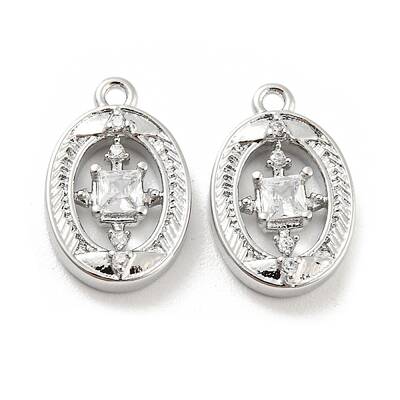Brass Micro Pave Cubic Zirconia Charm