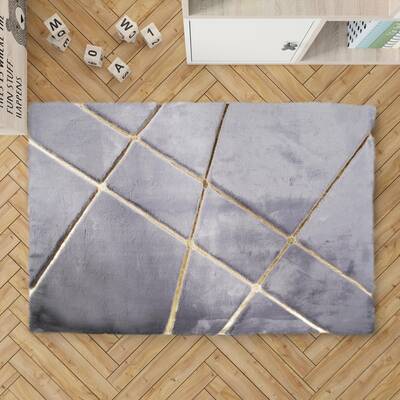 Gray & Gold Fur Plush Rug