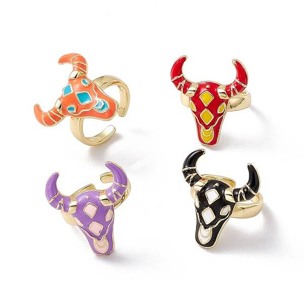 Enamel OX Head Open Cuff Ring