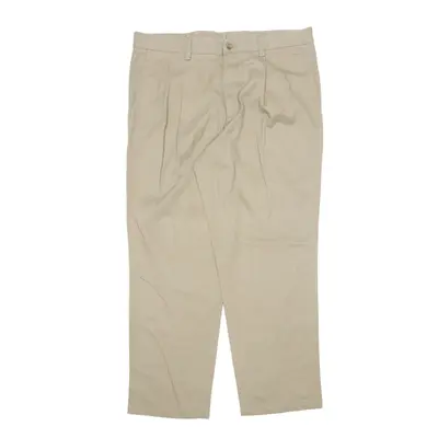 DOCKERS Pleated Khaki Trousers Beige Regular Straight Mens W36 L29