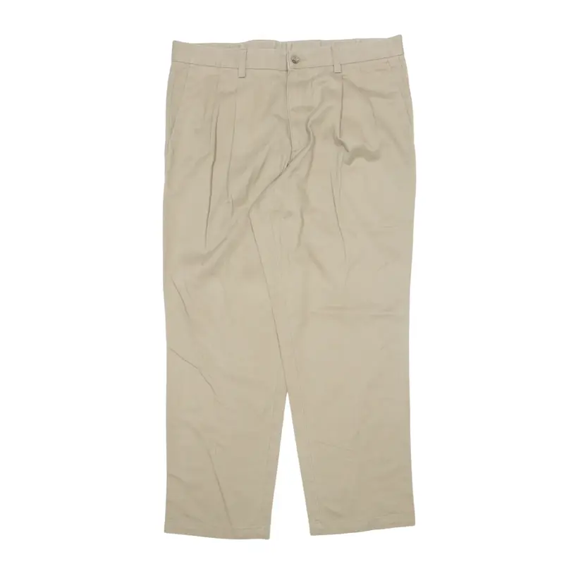 DOCKERS Pleated Khaki Trousers Beige Regular Straight Mens W36 L29