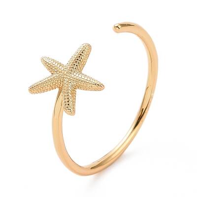 Rack Plating Brass Star Open Cuff Ring for Women