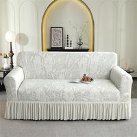 Sunflower Print Interior Design Soft Sofa Protector, 1 Count Jacquard Elastic Interior Design Couch Cover with Skirt Edge, El...