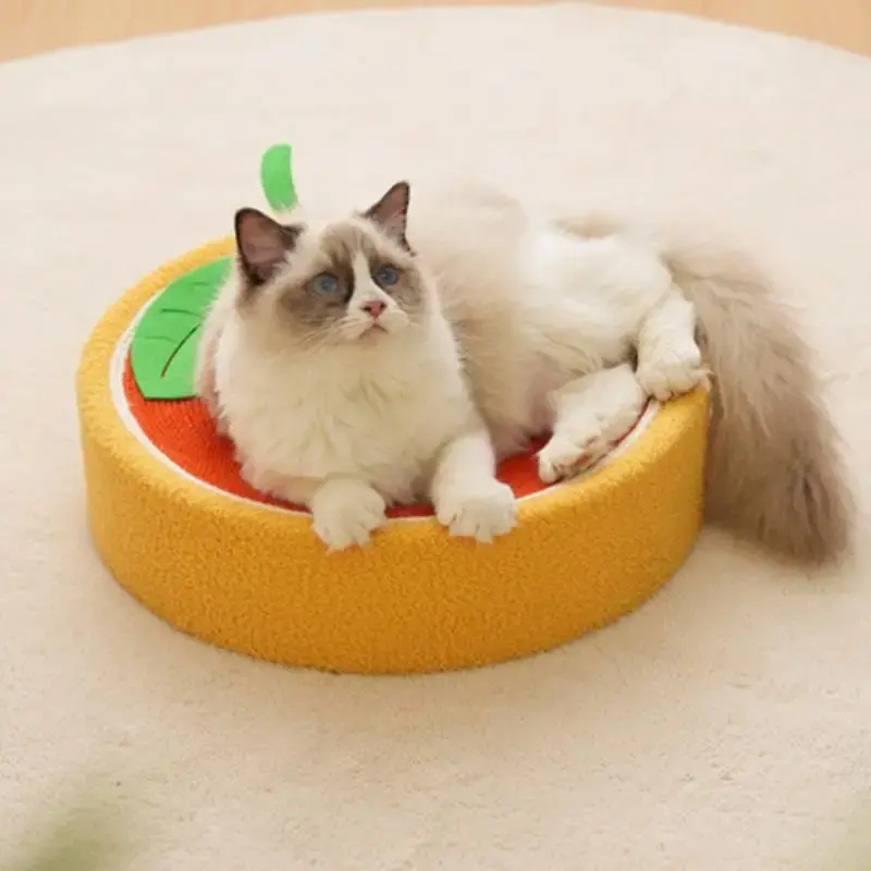 Cat Bed, Cat Scratching Board, Cute Fruit Design Sisal Rope Round Cat Scratching Toy, Wear Resistant Scratching Beds Toys Fur...