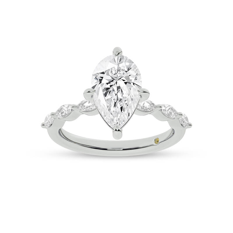 Cabo Pear Shape Lab Grown Diamond Engagement Ring | 18K White Gold 2 5/8 CT. TW.