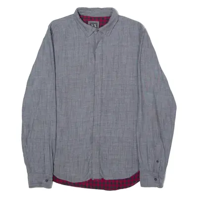 ARMANI EXCHANGE Mens Plain Shirt Grey Long Sleeve L