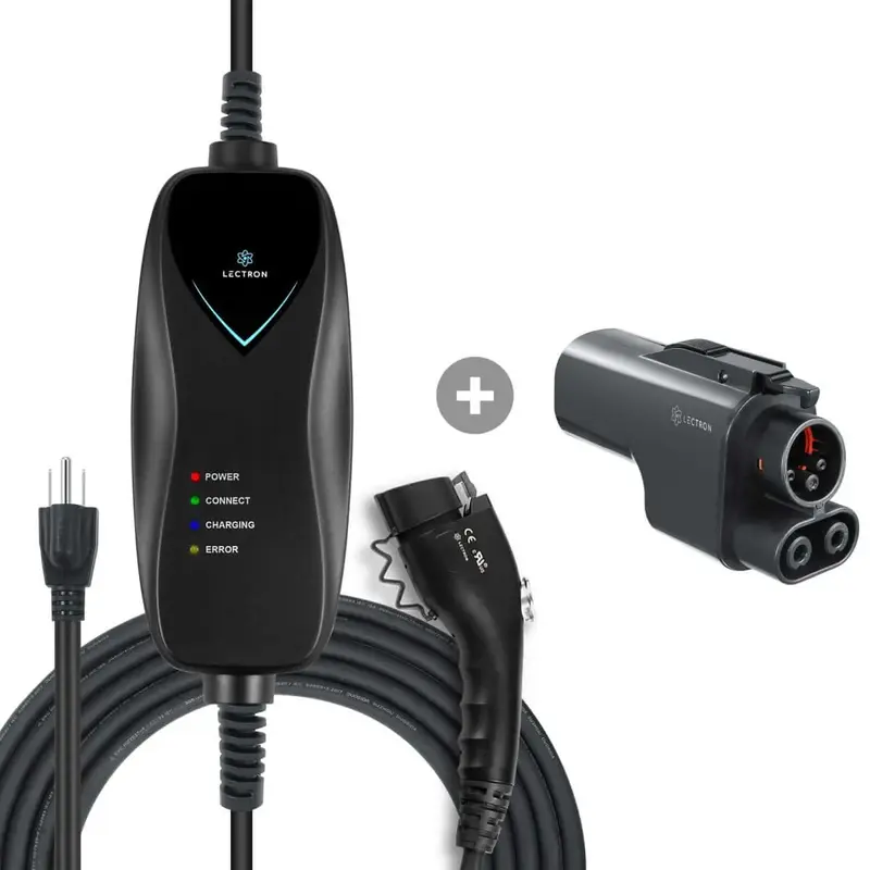 Lectron Portable Level 1 J1772 EV Charger + Tesla Supercharger (NACS) to CCS Adapter Bundle (Charger: 15A / 110V / NEMA 5-15 ...