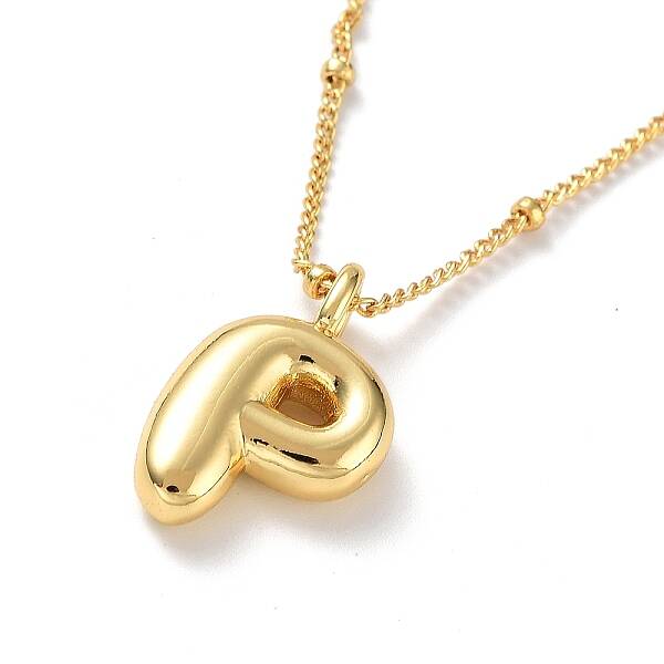 Initial Letter Brass Pendant Necklaces