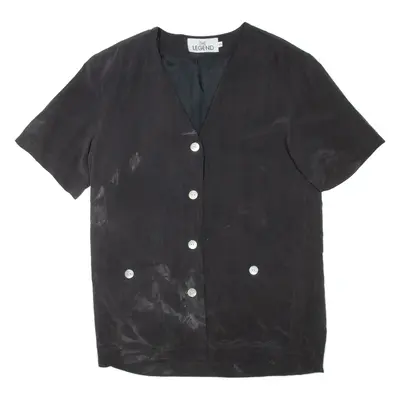 THE LEGEND Womens Top Black V-Neck L