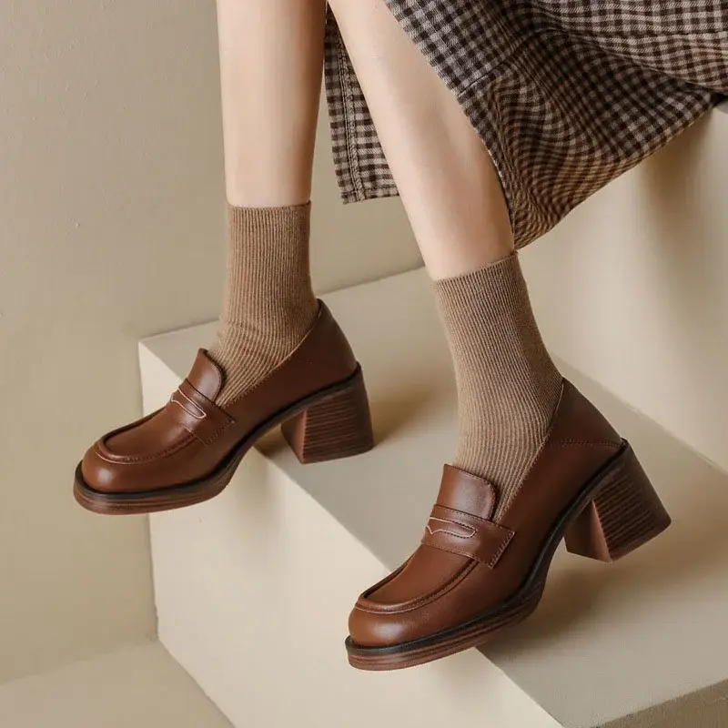 CHIKO Halla Square Toe Block Heels Loafers Shoes