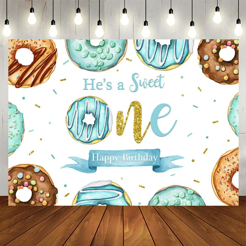 Aperturee Bule Donuts Sweet 1St Birthday Backdrop For Boy