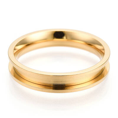 201 Stainless Steel Grooved Finger Ring Settings
