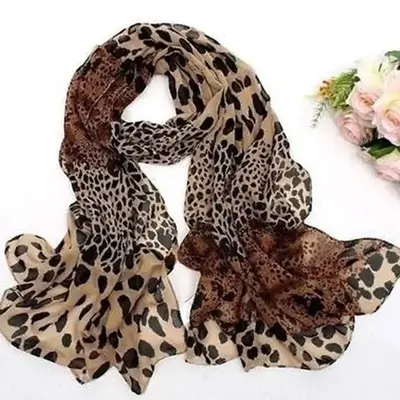 Fashion Leopard Printed Hijab Chiffon Shawl For Woman Muslim Wraps Summer Thin Long Scarf Ladies Casual Headband 150*50cm