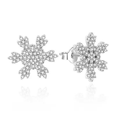 Agato Fascinating Silver Snowflake Earrings AGT-E006PW