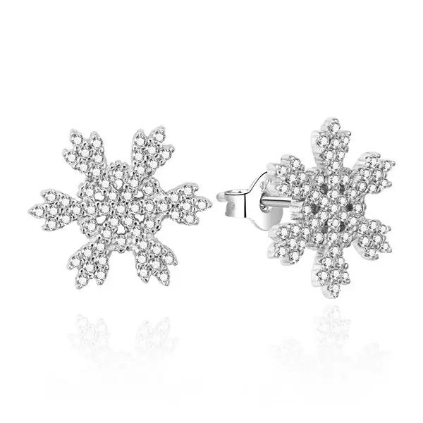 Agato Fascinating Silver Snowflake Earrings AGT-E006PW