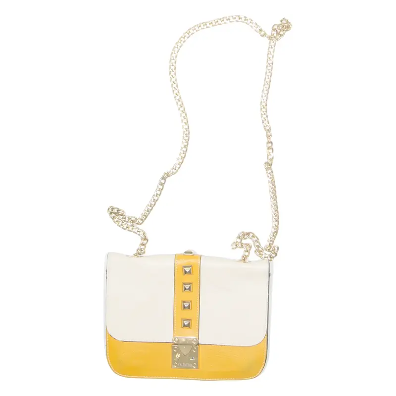 Womens Crossbody Bag Yellow Leather 90s