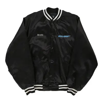 Made In USA Roll-Kraft King Louie Embroidered Varsity Jacket - Large Black Nylon