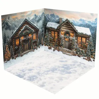 Aperturee Snowy Wild Mountain Forest Scene Room Set Backdrop | Diy Christmas Backdrop | Christmas Photo Booth Backdrop | Chri...