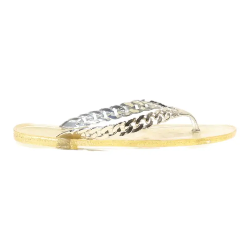 Flip Flop Sandals Gold Synthetic Womens UK 4