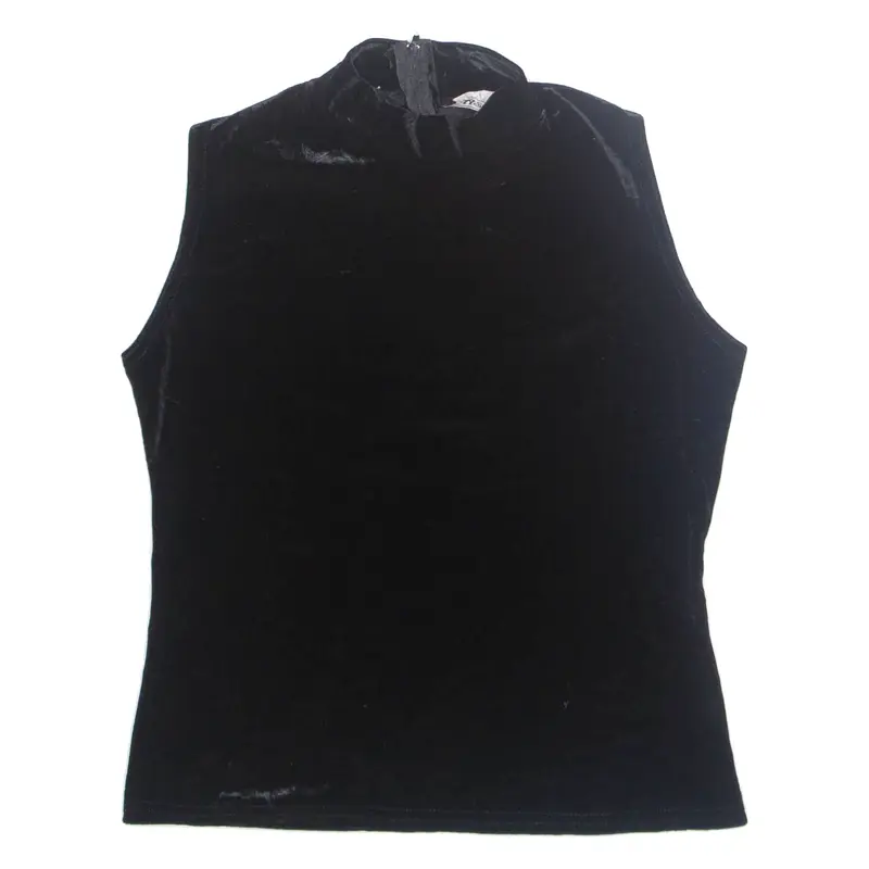 FASHQUE Womens Vest Black High Neck Sleeveless 90s S