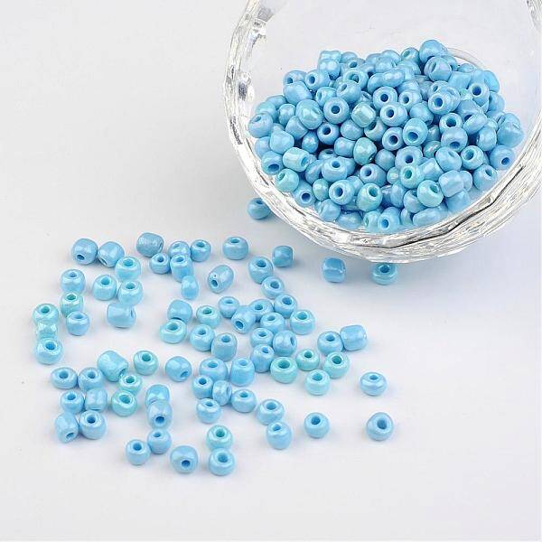 6/0 Opaque Colors Lustered Round Glass Seed Beads