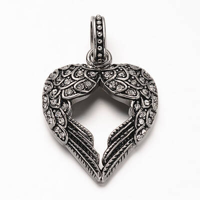 Antique Silver Plated 304 Stainless Steel Rhinestone Pendants