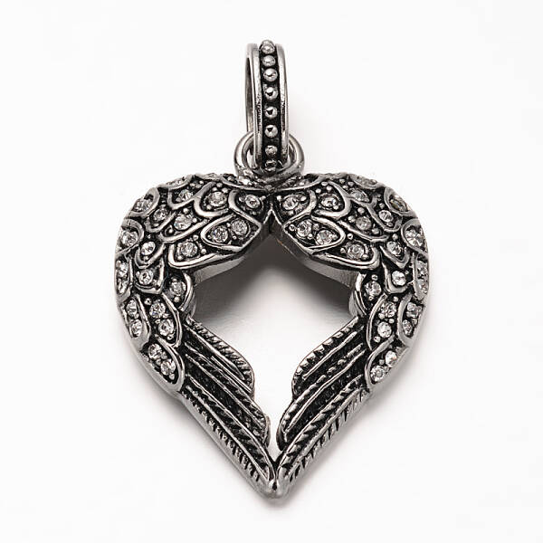 Antique Silver Plated 304 Stainless Steel Rhinestone Pendants