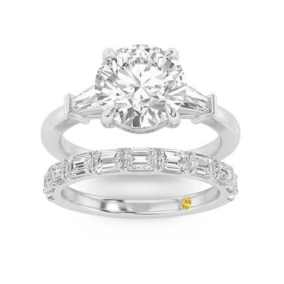 Valentina Lab Grown Round Diamond Engagement Ring with the Juliet Wedding Band | 14K White Gold 2 1/4 ct. tw.
