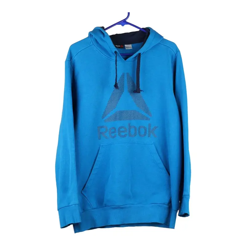 Reebok Hoodie - Large Blue Cotton Blend