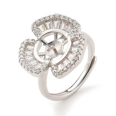 925 Sterling Silver Micro Pave Cubic Zirconia Adjustable Ring Settings