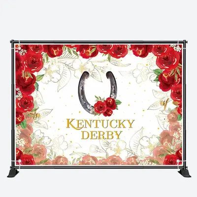 Vintage Gold Red Roses White Kentucky Derby Backdrop - Aperturee