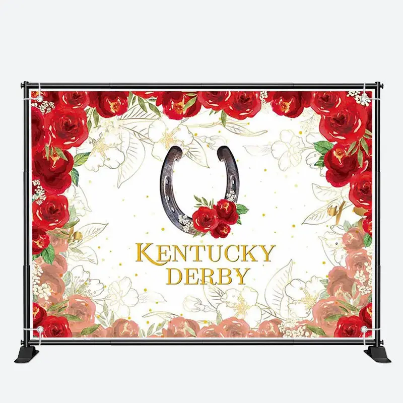 Vintage Gold Red Roses White Kentucky Derby Backdrop - Aperturee