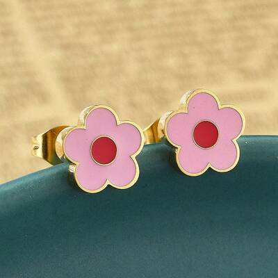 304 Stainless Steel Enamel Stud Earrings