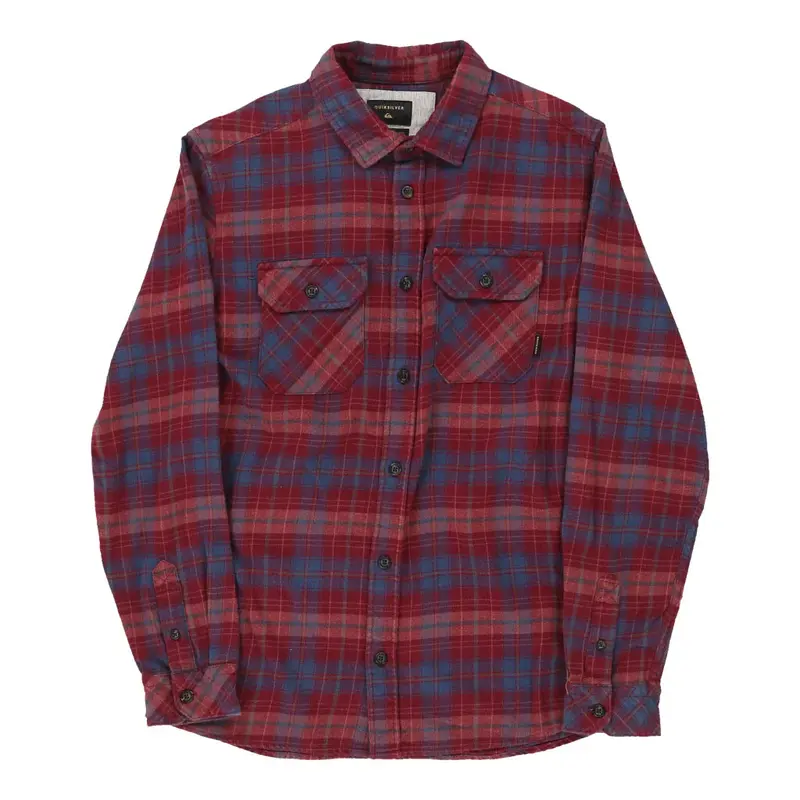 Age 13 Quiksilver Checked Flannel Shirt - Large Red Cotton