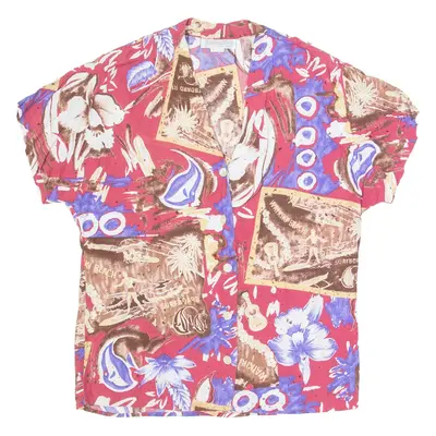 JULIETTA Womens Printed Blouse Maroon V-Neck Floral M