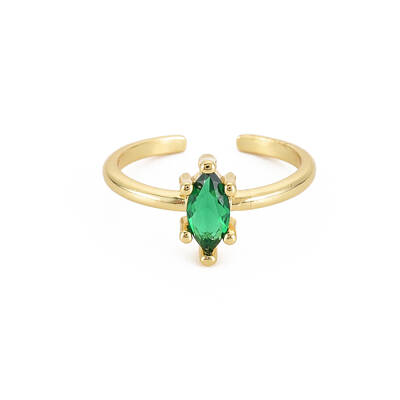 Glass Oval Open Cuff Ring