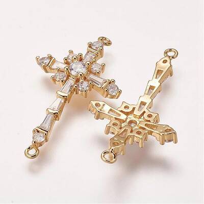 Brass Micro Pave Cubic Zirconia Links