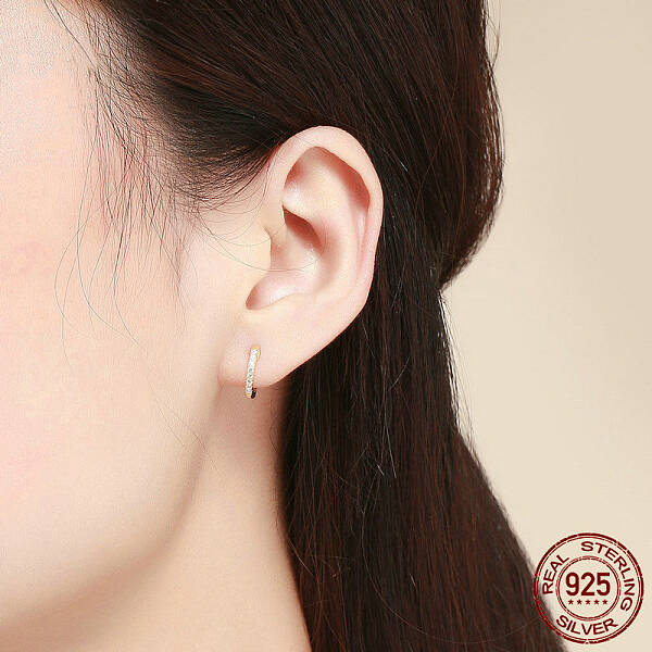 925 Sterling Silver Cubic Zirconia Hoop Earrings