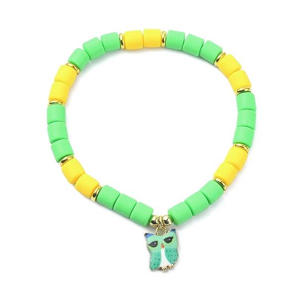 Polymer Clay Column Beaded Stretch Bracelets