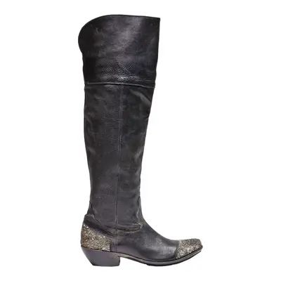 VERO CUOIO High Boots Black Leather Womens UK 7