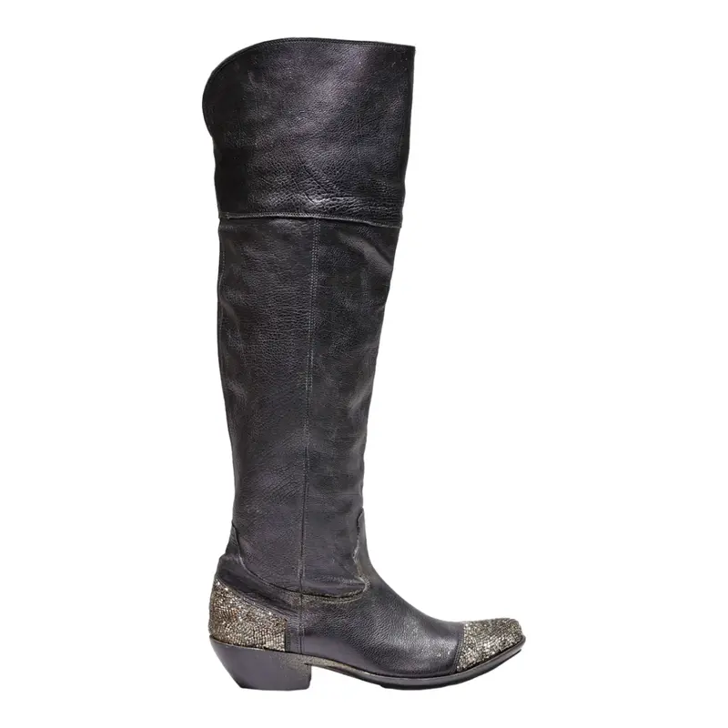 VERO CUOIO High Boots Black Leather Womens UK 7