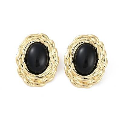 Ion Plating(IP) 304 Stainless Steel Oval Stud Earrings