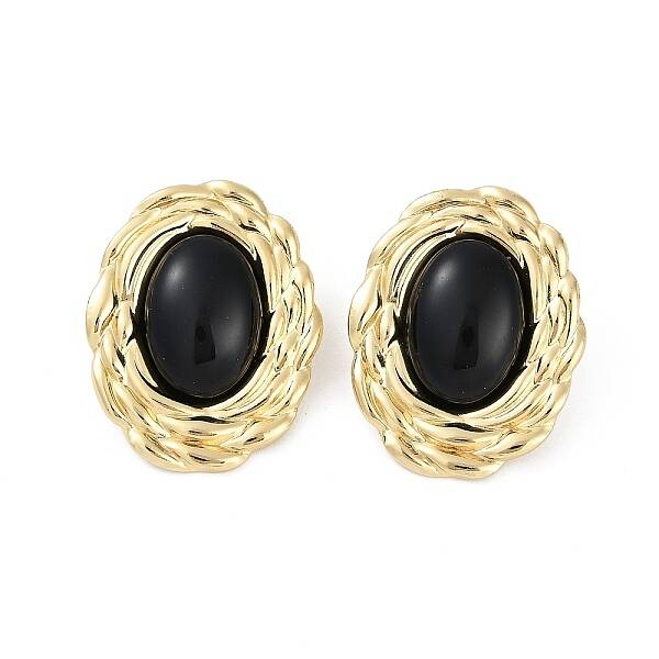 Ion Plating(IP) 304 Stainless Steel Oval Stud Earrings