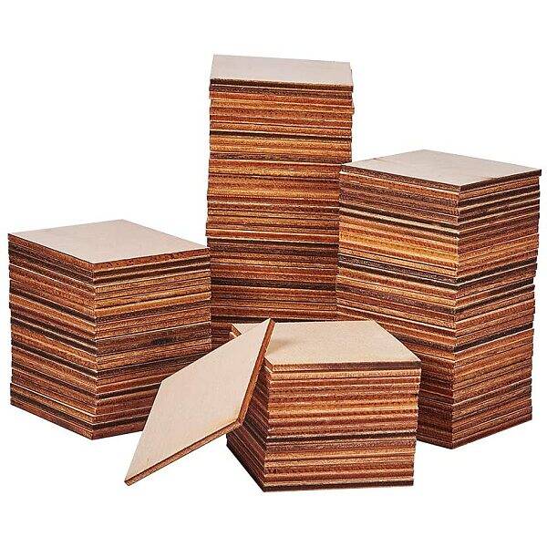 120 pcs 5cm(2 inch) Unfinished Blank Wood Squares Slices Wood Cutouts Pieces for Pyrography Painting Writing DIY Arts Craft P...