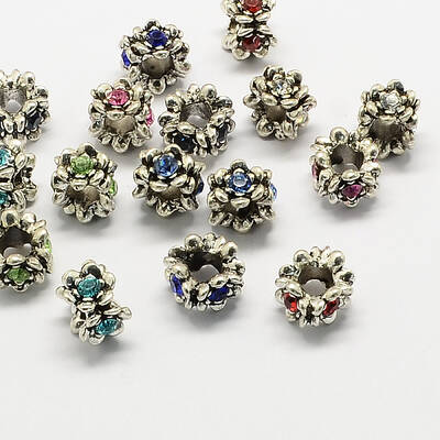 Alloy Rhinestone European Beads