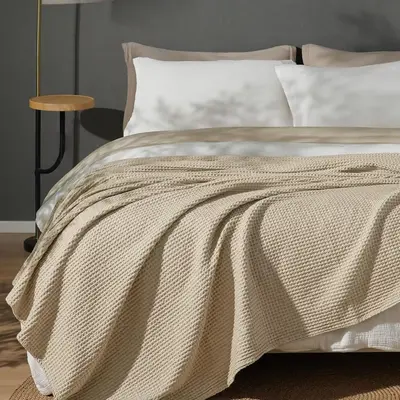 [Halloween Decorations]PHF 100% Cotton Waffle Weave Blanket, Lightweight Washed Soft Breathable Blanket Perfect for All Seaso...